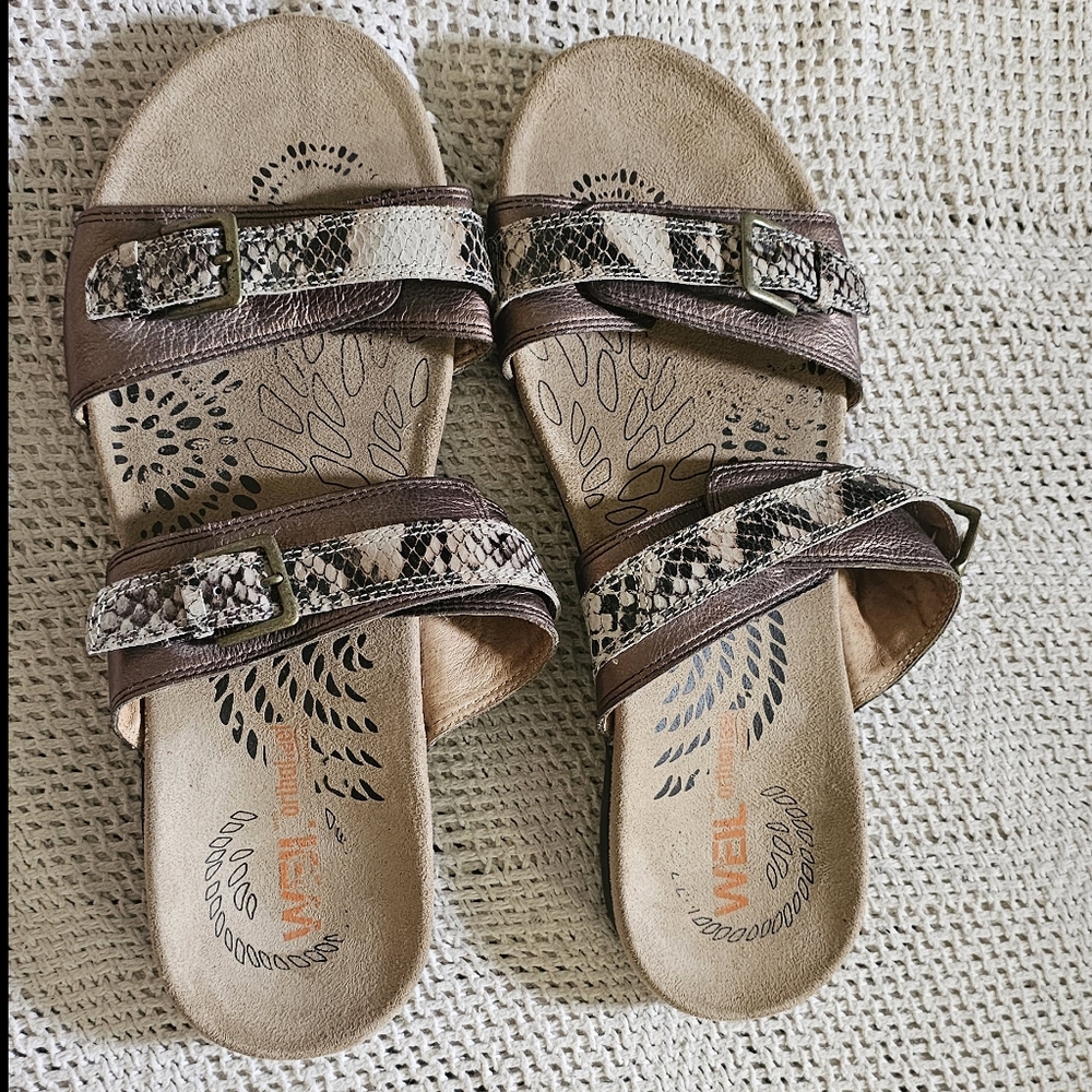 Stylish Brown and Snake Print Sandals